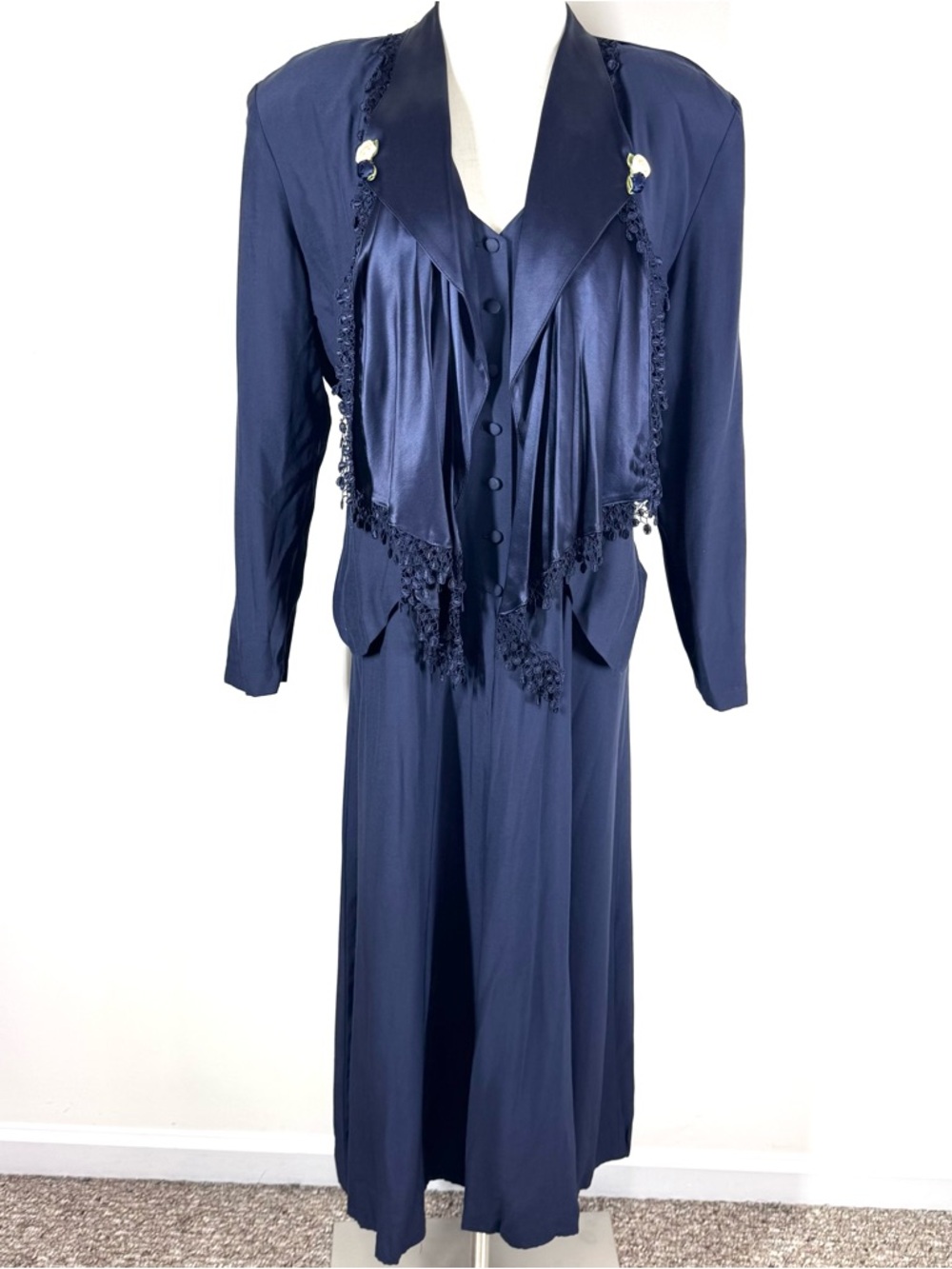 Vintage Wild Rose Navy Midi Dress Set Size 10 Musical Theater Costume Cosplay